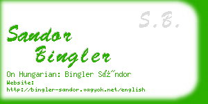sandor bingler business card